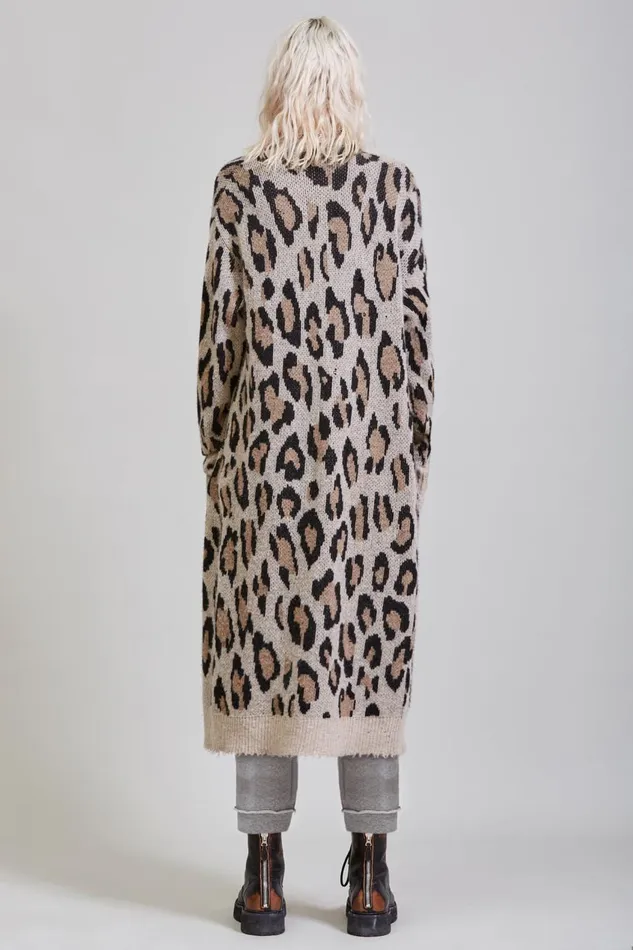 R13 Sweaters Women LEOPARD PRINT CASHMERE CARDIGAN