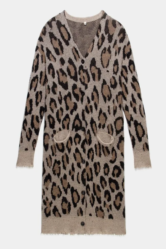 R13 Sweaters Women LEOPARD PRINT CASHMERE CARDIGAN