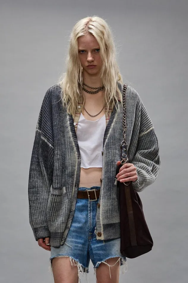 R13 Sweaters Women OVERSIZED CARDIGAN 8211 DISTRESSED BLACK