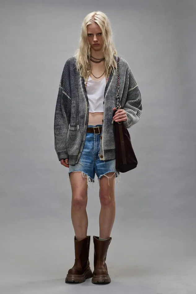 R13 Sweaters Women OVERSIZED CARDIGAN 8211 DISTRESSED BLACK