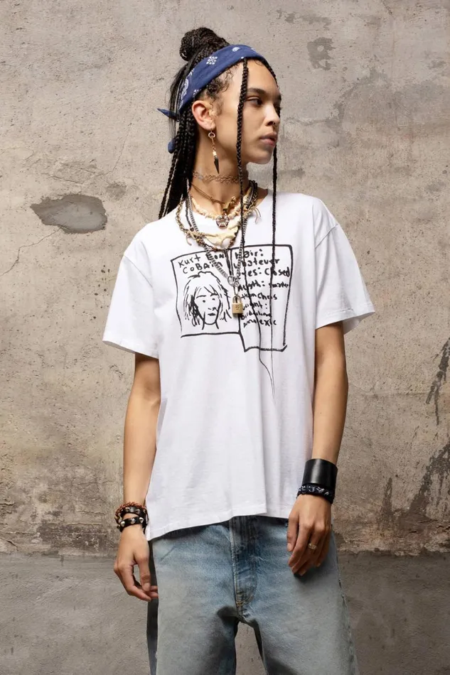 R13 TShirts Women KURT DOODLE BOY T 8211 WHITE