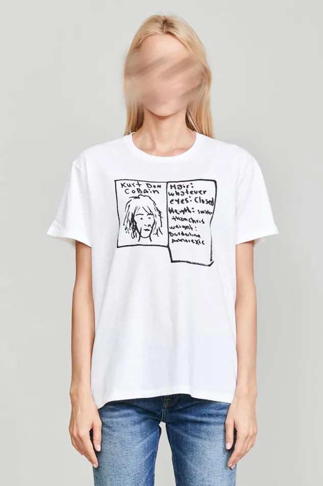 R13 TShirts Women KURT DOODLE BOY T 8211 WHITE