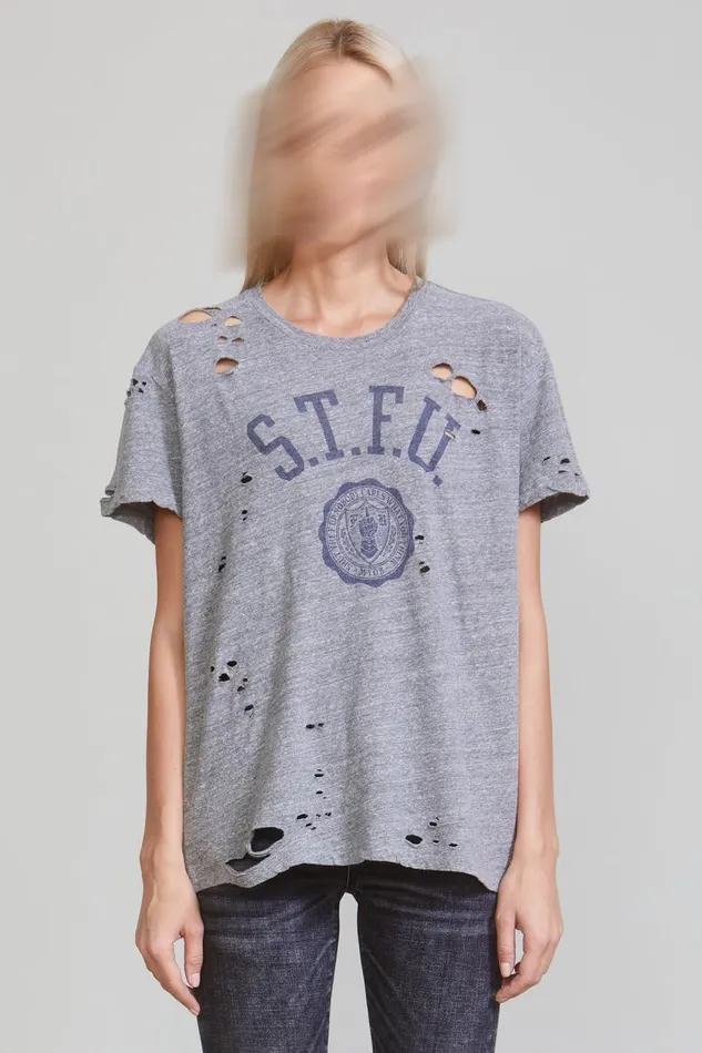 R13 TShirts Women STFU BOY T 8211 HEATHER GREY