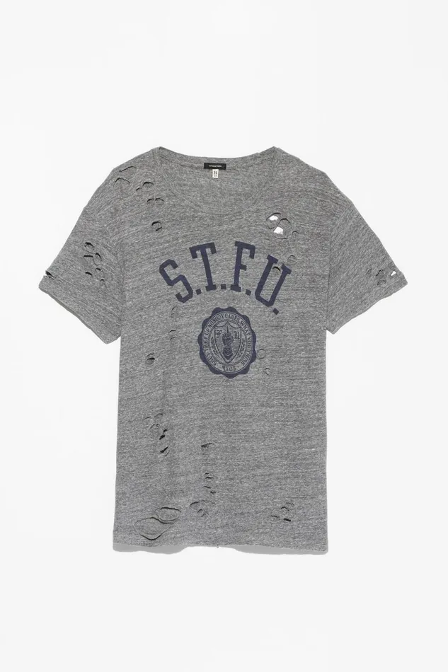 R13 TShirts Women STFU BOY T 8211 HEATHER GREY