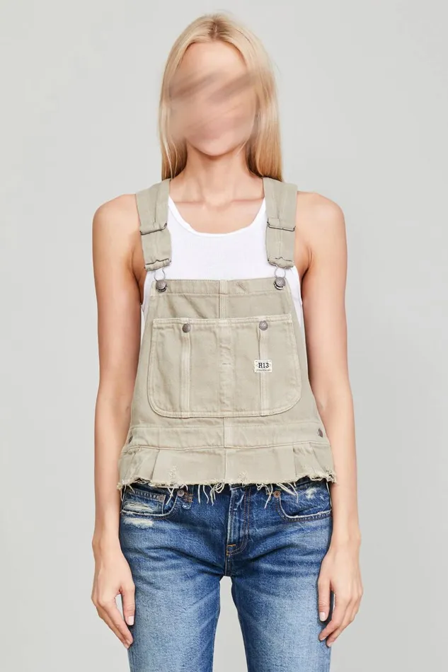 R13 Tops Women DAMON OVERALL BIB 8211 KHAKI
