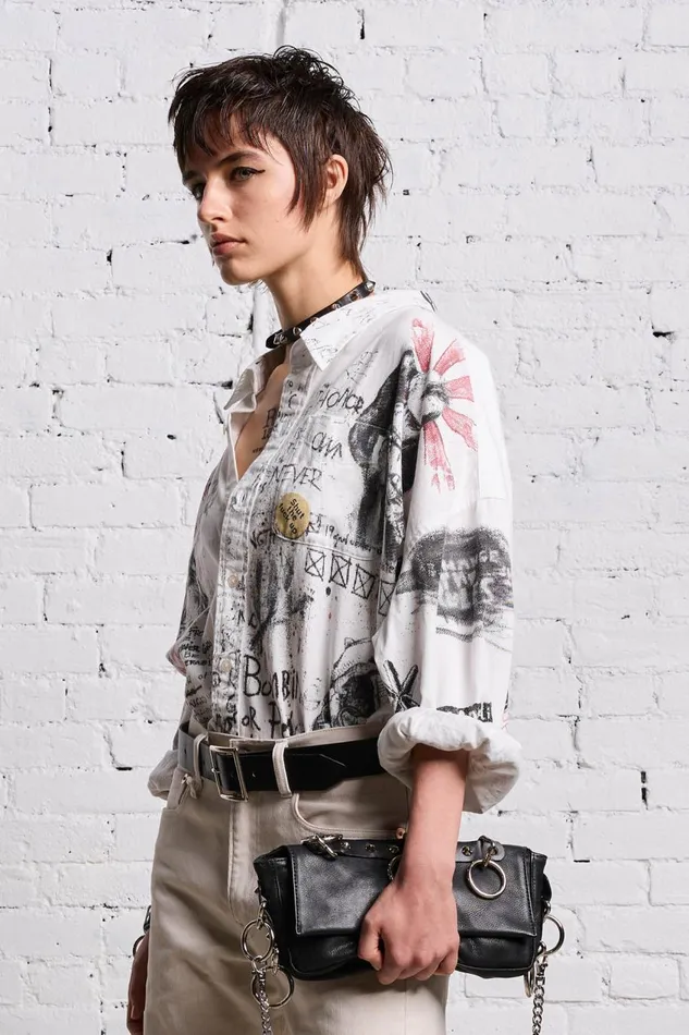 R13 Tops Women DROP NECK SHIRT 8211 SKETCHBOOK