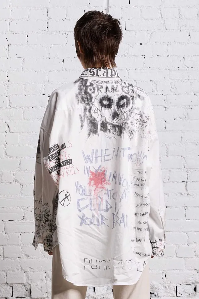 R13 Tops Women DROP NECK SHIRT 8211 SKETCHBOOK