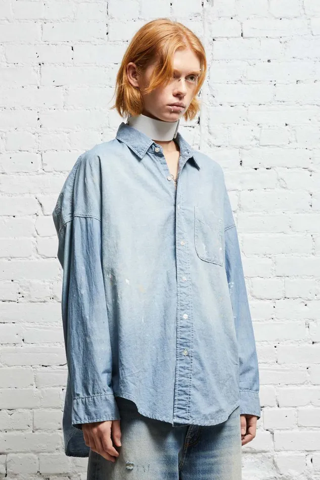 R13 Tops Women LONG SLEEVE BUTTONUP 8211 BLUE CHAMBRAY