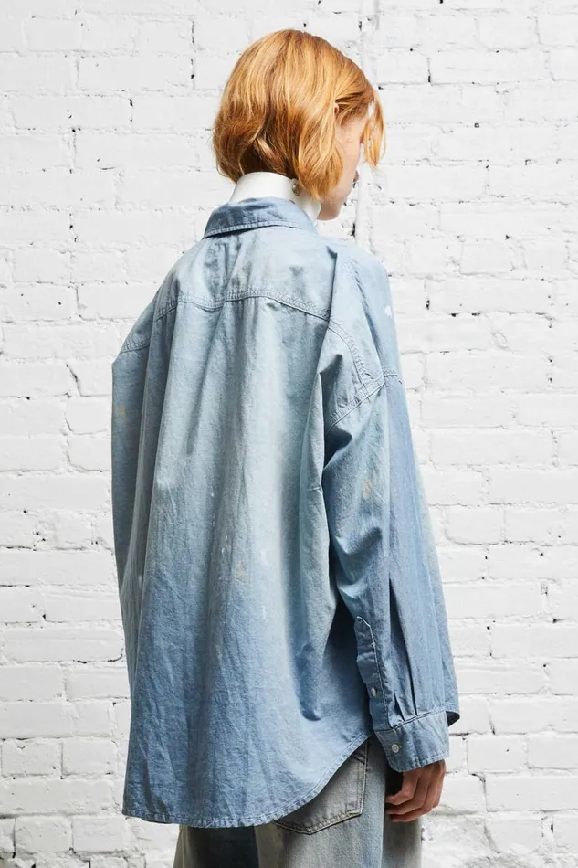 R13 Tops Women LONG SLEEVE BUTTONUP 8211 BLUE CHAMBRAY