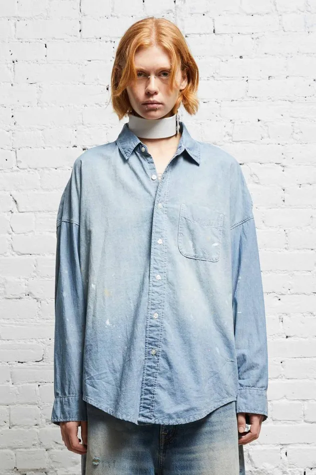 R13 Tops Women LONG SLEEVE BUTTONUP 8211 BLUE CHAMBRAY