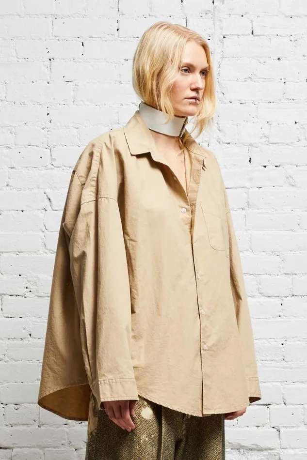 R13 Tops Women LONG SLEEVE BUTTONUP 8211 KHAKI