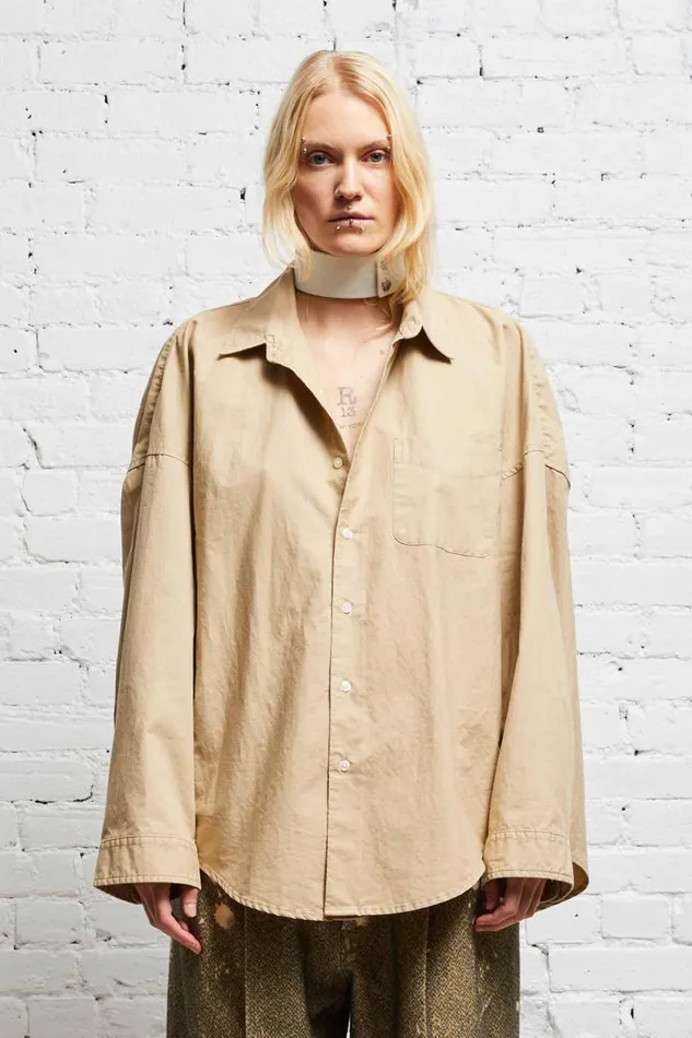 R13 Tops Women LONG SLEEVE BUTTONUP 8211 KHAKI