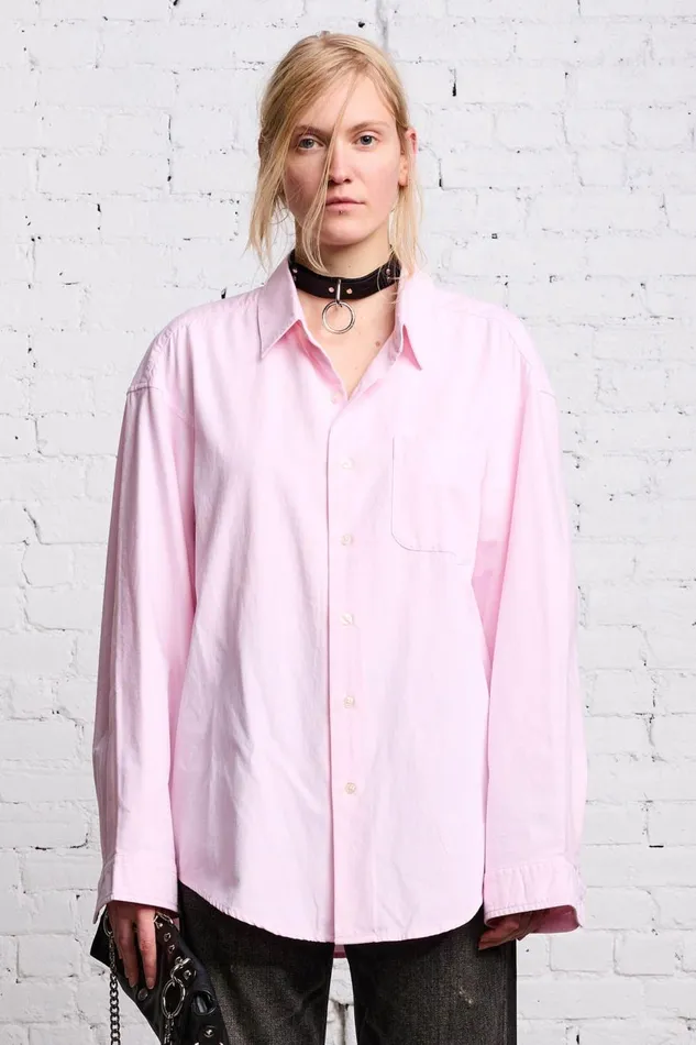 R13 Tops Women LONG SLEEVE BUTTONUP 8211 LIGHT PINK