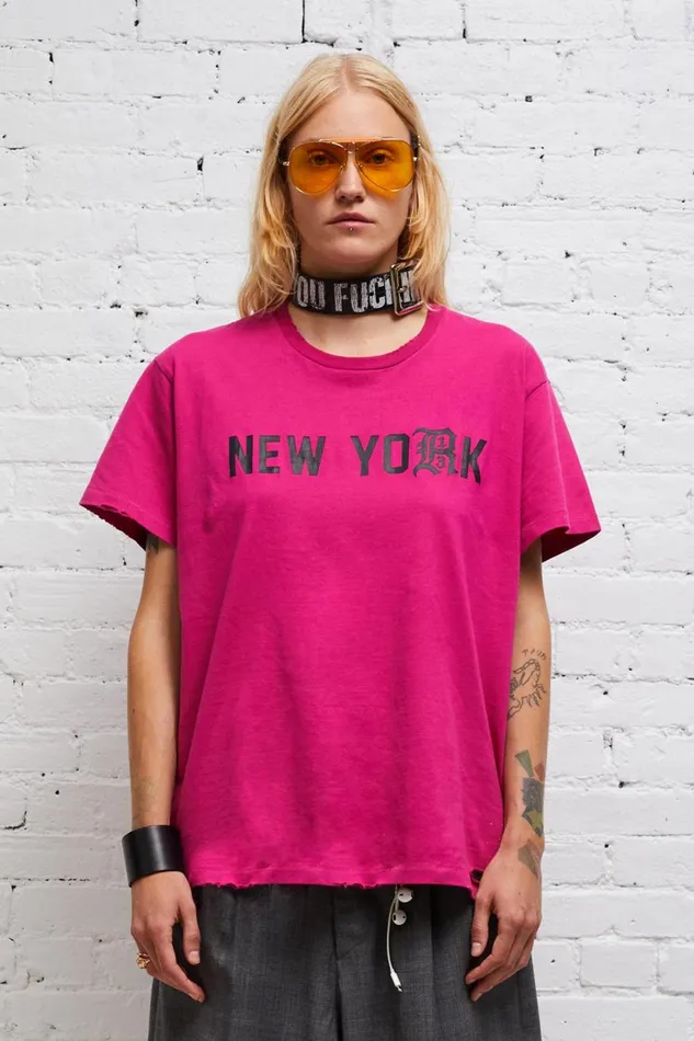 R13 Tops Women NEW YORK BOY T 8211 HOT PINK