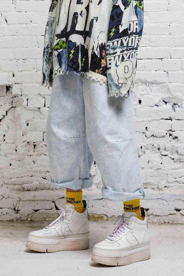 R13 Wide Leg Women CROPPED WIDE LEG JEAN 8211 CLOUDY BLUE