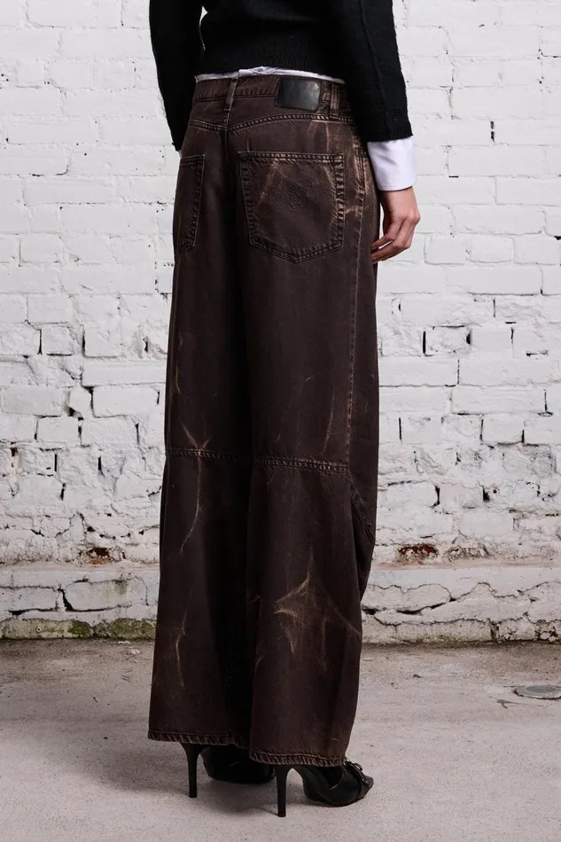 R13 Wide Leg Women TINA ARTICULATED JEAN 8211 RUSSEL ACID BLACK
