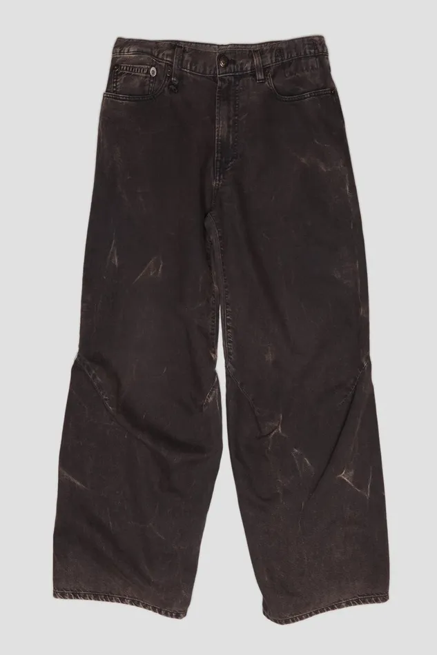 R13 Wide Leg Women TINA ARTICULATED JEAN 8211 RUSSEL ACID BLACK