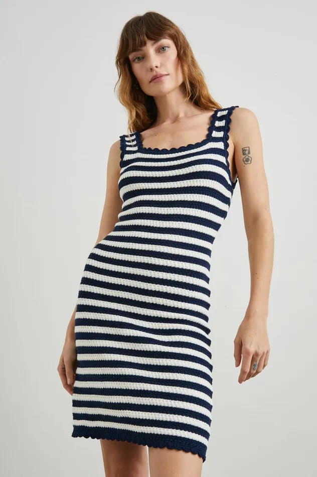 Rails Dresses and Rompers Women LILY DRESS White Navy Stripe