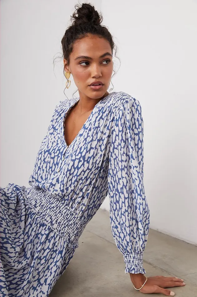 Rails Dresses and Rompers Women ZANA DRESS Cobalt Static Leopard