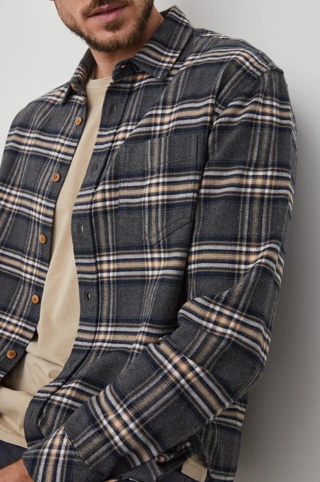 Rails Shirts Men FORREST SHIRT Charcoal Foundation Melange