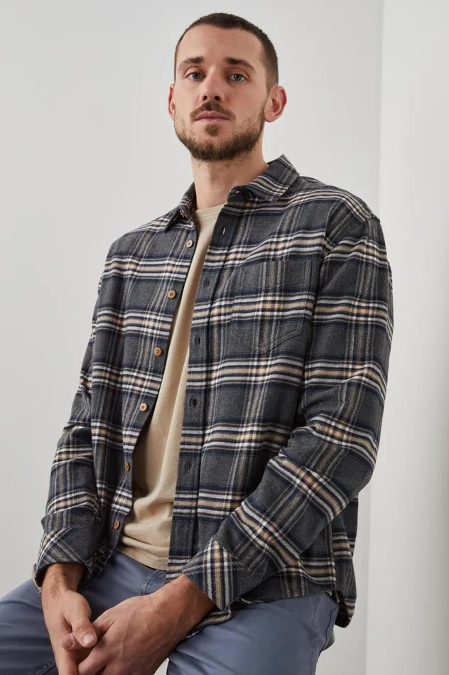 Rails Shirts Men FORREST SHIRT Charcoal Foundation Melange