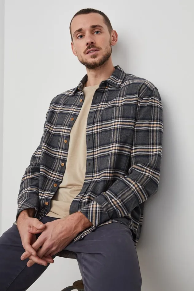 Rails Shirts Men FORREST SHIRT Charcoal Foundation Melange