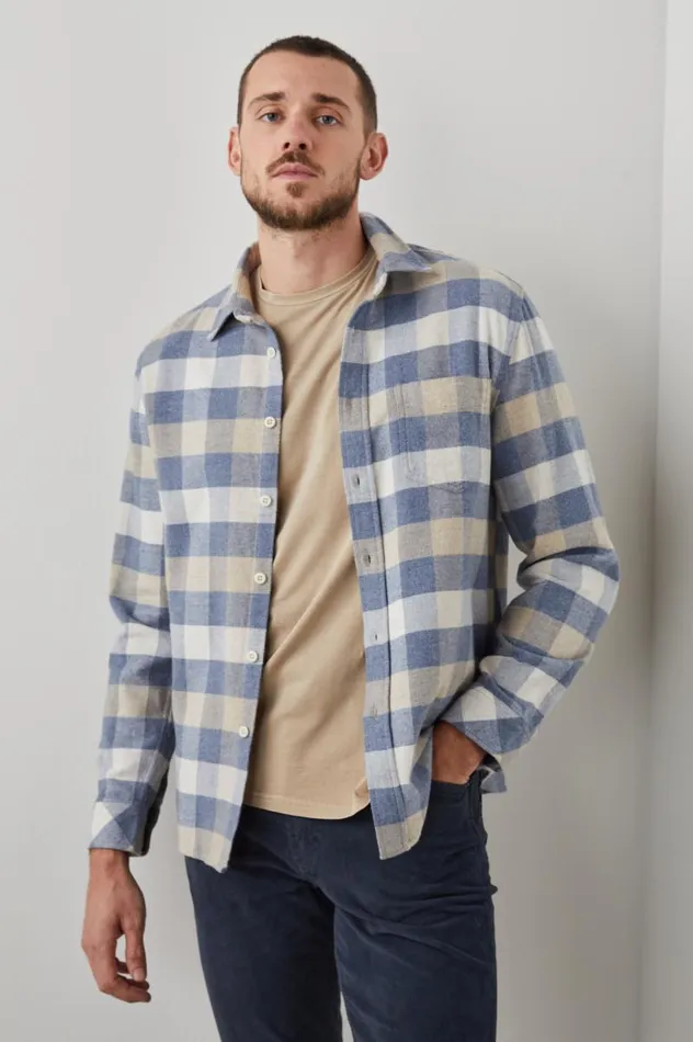Rails Shirts Men FORREST SHIRT Mist Birch Oat Heather