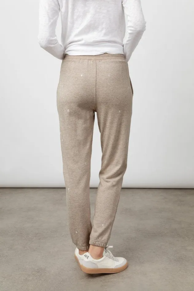 Rails Sleepwear and Lounge Women KINGSTON SWEATPANT Heather Brown Embroidered Stars