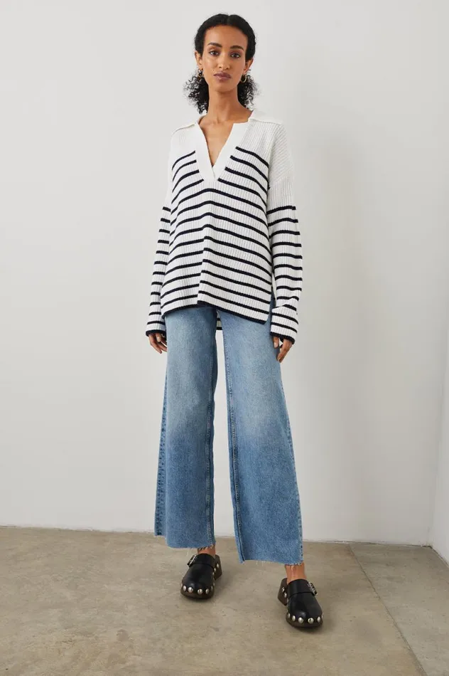 Rails Sweaters Women HARRIS SWEATER White Navy Stripe