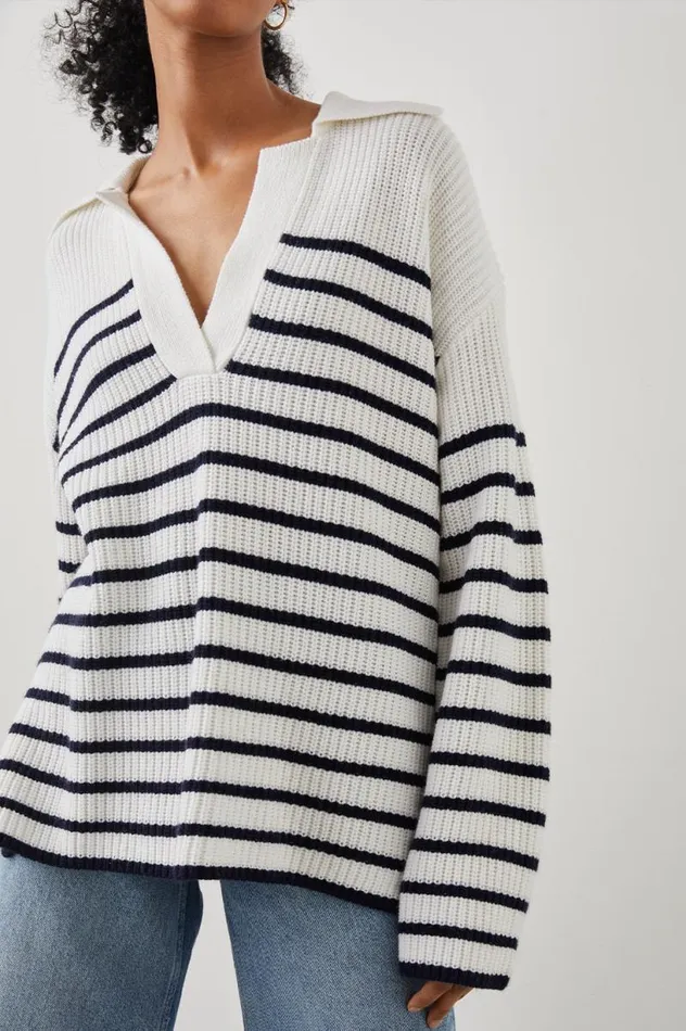 Rails Sweaters Women HARRIS SWEATER White Navy Stripe