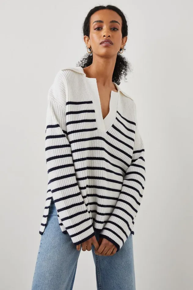 Rails Sweaters Women HARRIS SWEATER White Navy Stripe