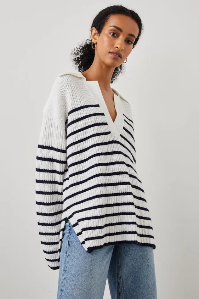 Rails Sweaters Women HARRIS SWEATER White Navy Stripe