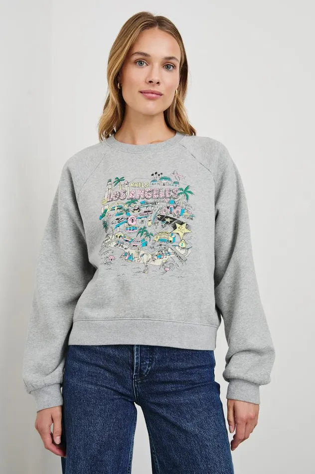 Rails Sweaters Women VINTAGE RAGLAN SWEATSHIRT Rails Los Angeles Map Grey