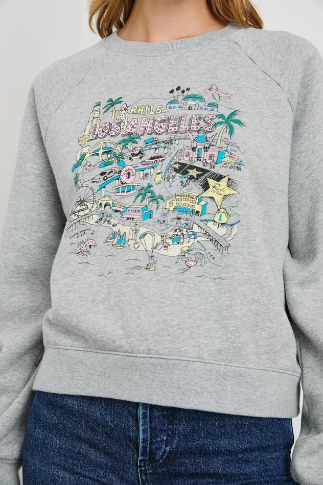 Rails Sweaters Women VINTAGE RAGLAN SWEATSHIRT Rails Los Angeles Map Grey