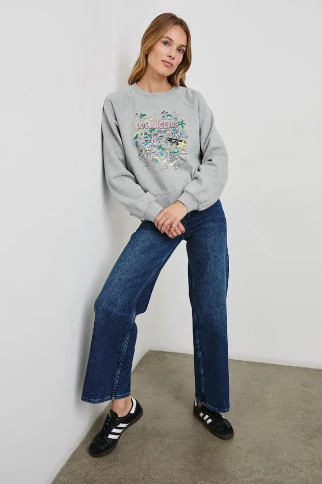 Rails Sweaters Women VINTAGE RAGLAN SWEATSHIRT Rails Los Angeles Map Grey