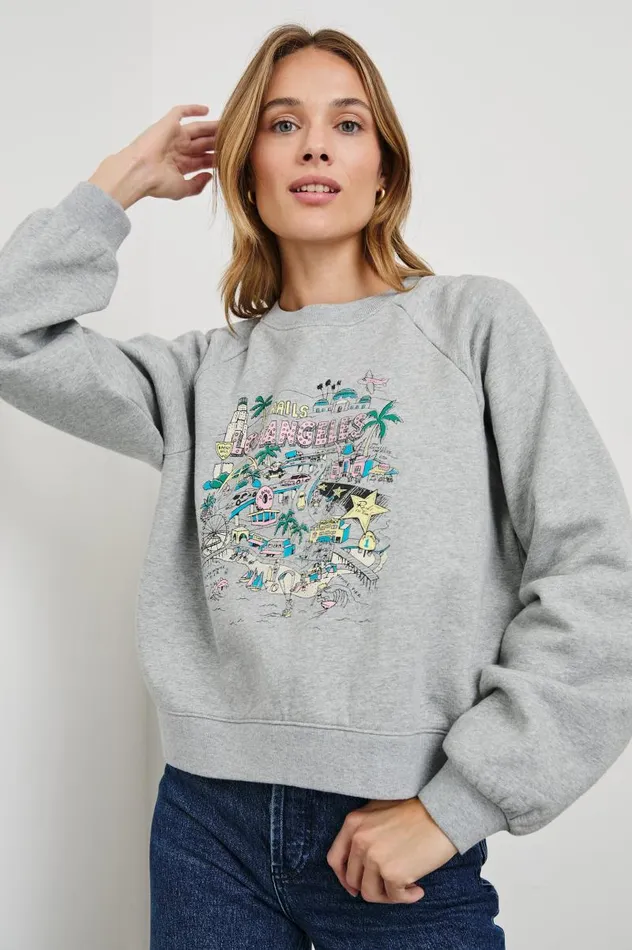 Rails Sweaters Women VINTAGE RAGLAN SWEATSHIRT Rails Los Angeles Map Grey