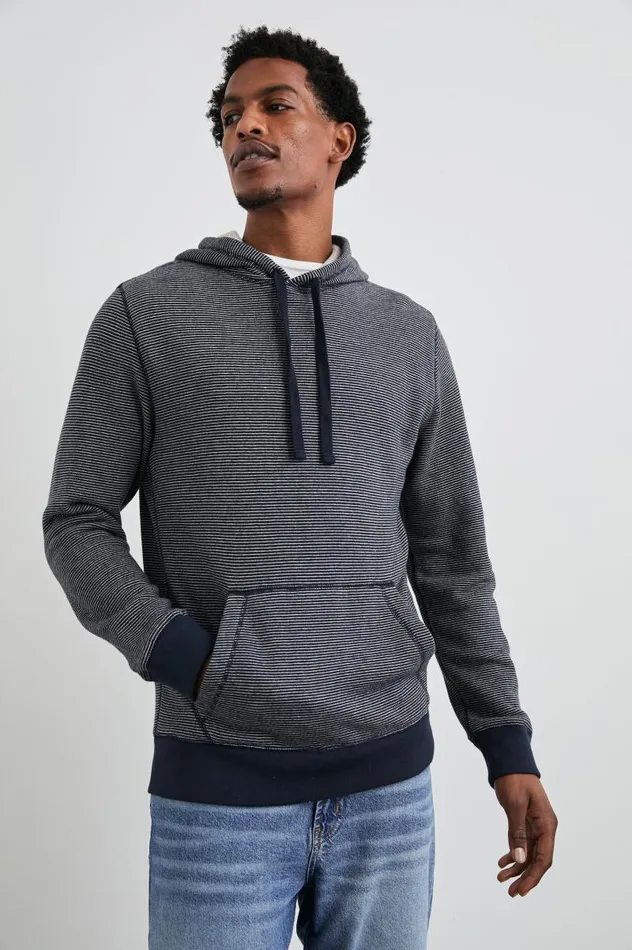 Rails Sweatshirts and Hoodies Men CALVIN HOODIE Navy Cream Stripe