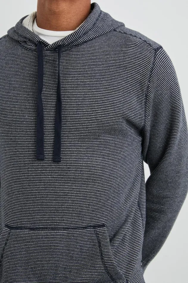 Rails Sweatshirts and Hoodies Men CALVIN HOODIE Navy Cream Stripe