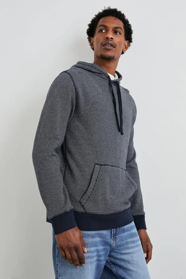 Rails Sweatshirts and Hoodies Men CALVIN HOODIE Navy Cream Stripe