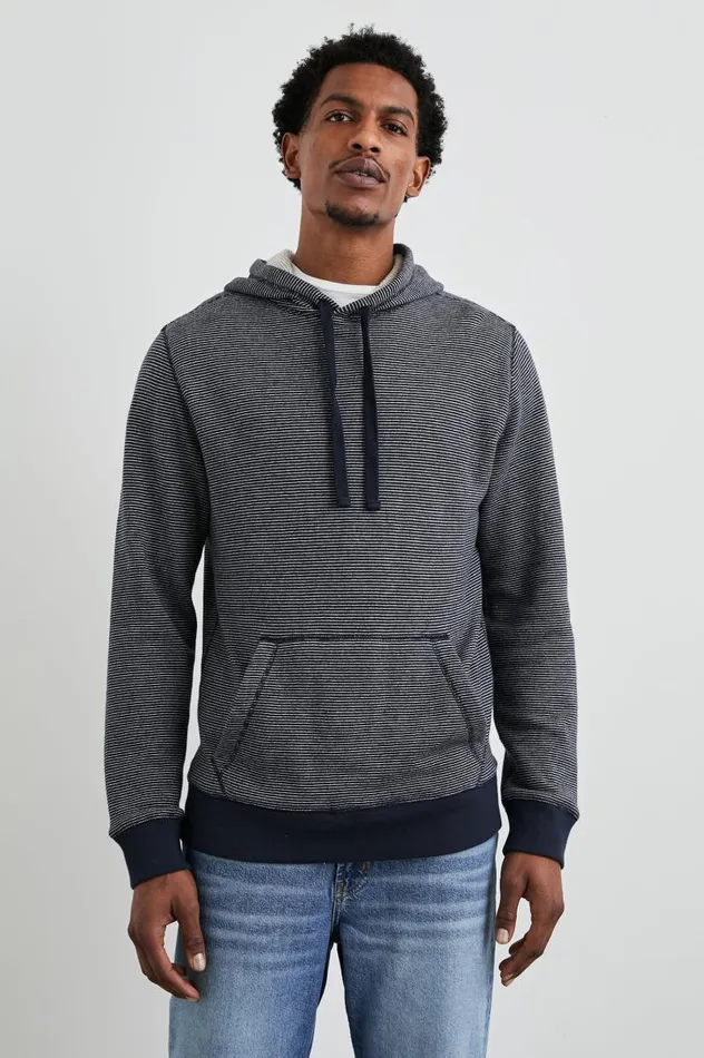 Rails Sweatshirts and Hoodies Men CALVIN HOODIE Navy Cream Stripe