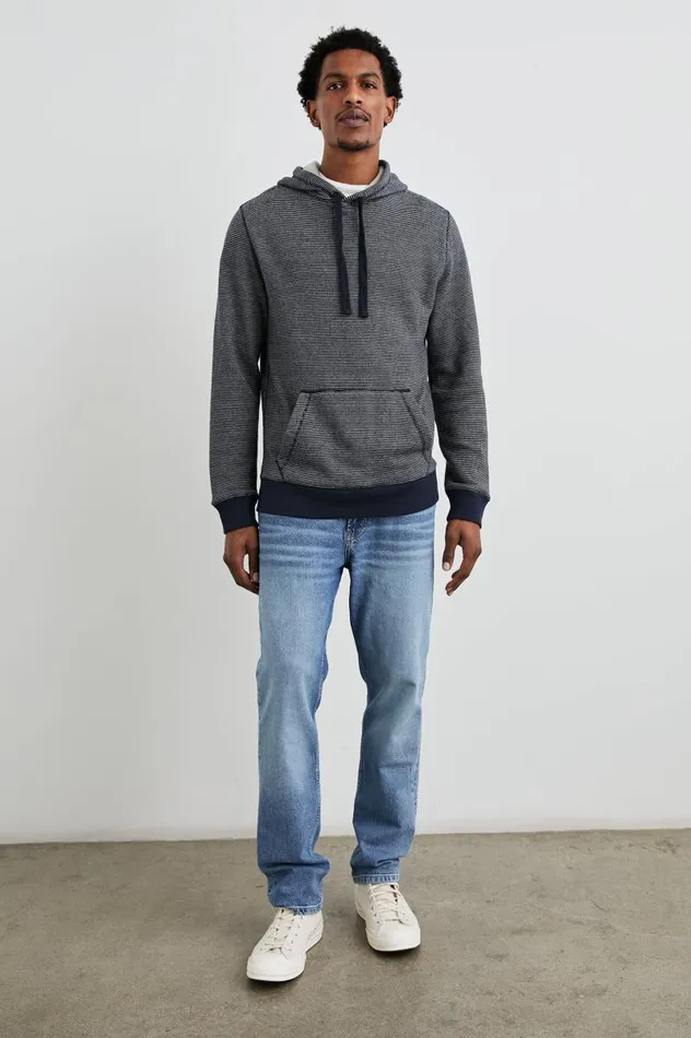 Rails Sweatshirts and Hoodies Men CALVIN HOODIE Navy Cream Stripe