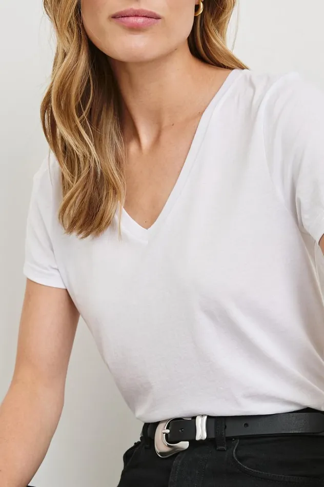 Rails Tees and Tanks Women CLASSIC V NECK TSHIRT White