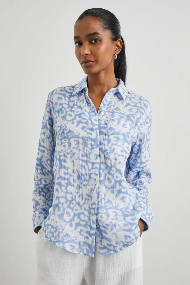 Rails Tops Women ELLIS SHIRT Blue Diffused Cheetah