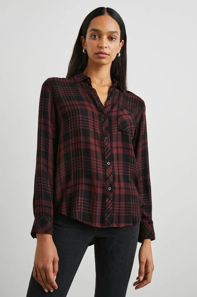 Rails Tops Women HUNTER SHIRT Black Merlot Lurex