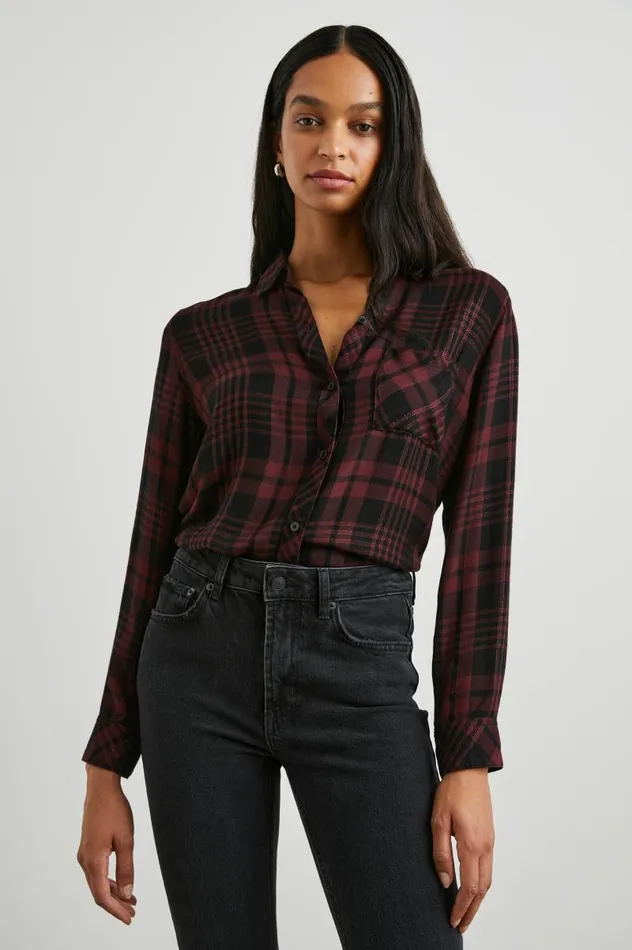 Rails Tops Women HUNTER SHIRT Black Merlot Lurex