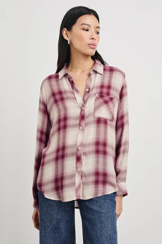 Rails Tops Women HUNTER SHIRT Faded Plum Ivory