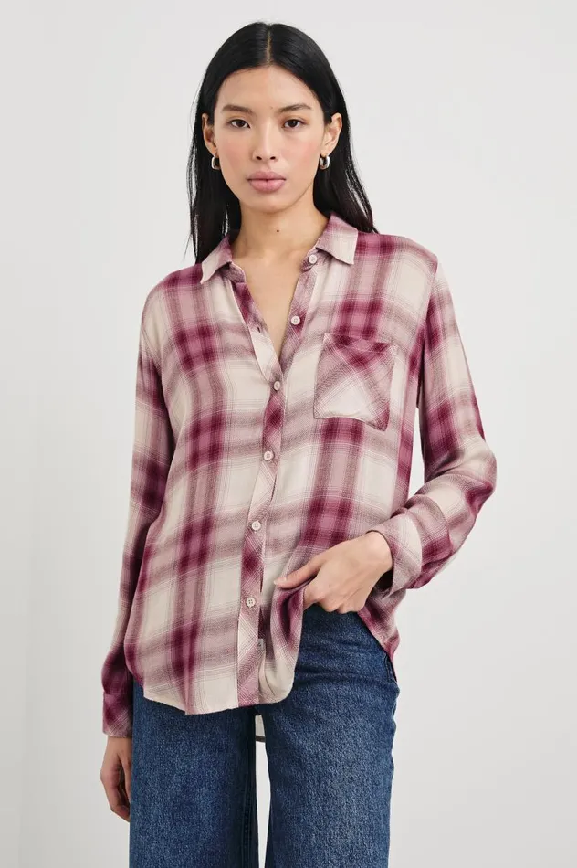 Rails Tops Women HUNTER SHIRT Faded Plum Ivory