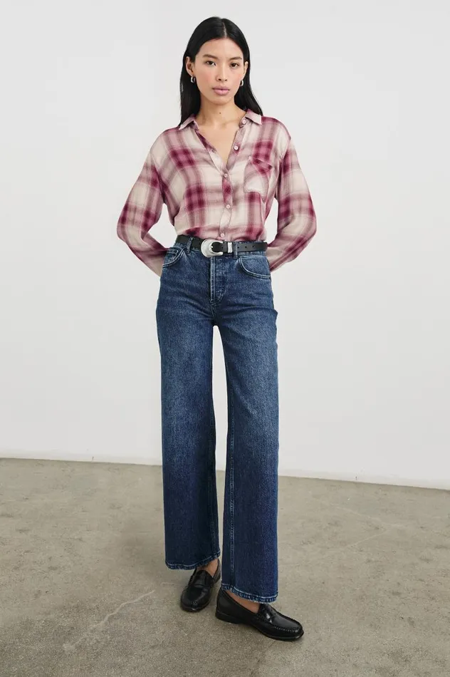 Rails Tops Women HUNTER SHIRT Faded Plum Ivory