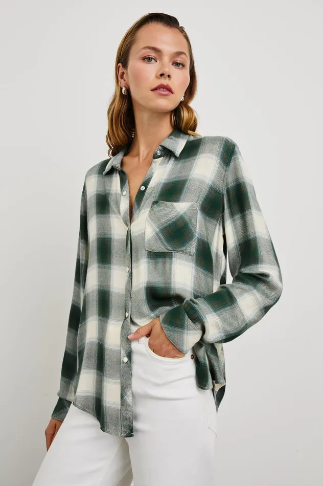 Rails Tops Women HUNTER SHIRT Ivory Olive Teal