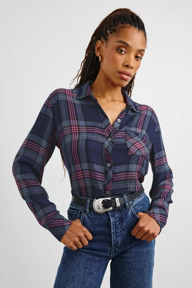 Rails Tops Women HUNTER SHIRT Navy Rose Astor